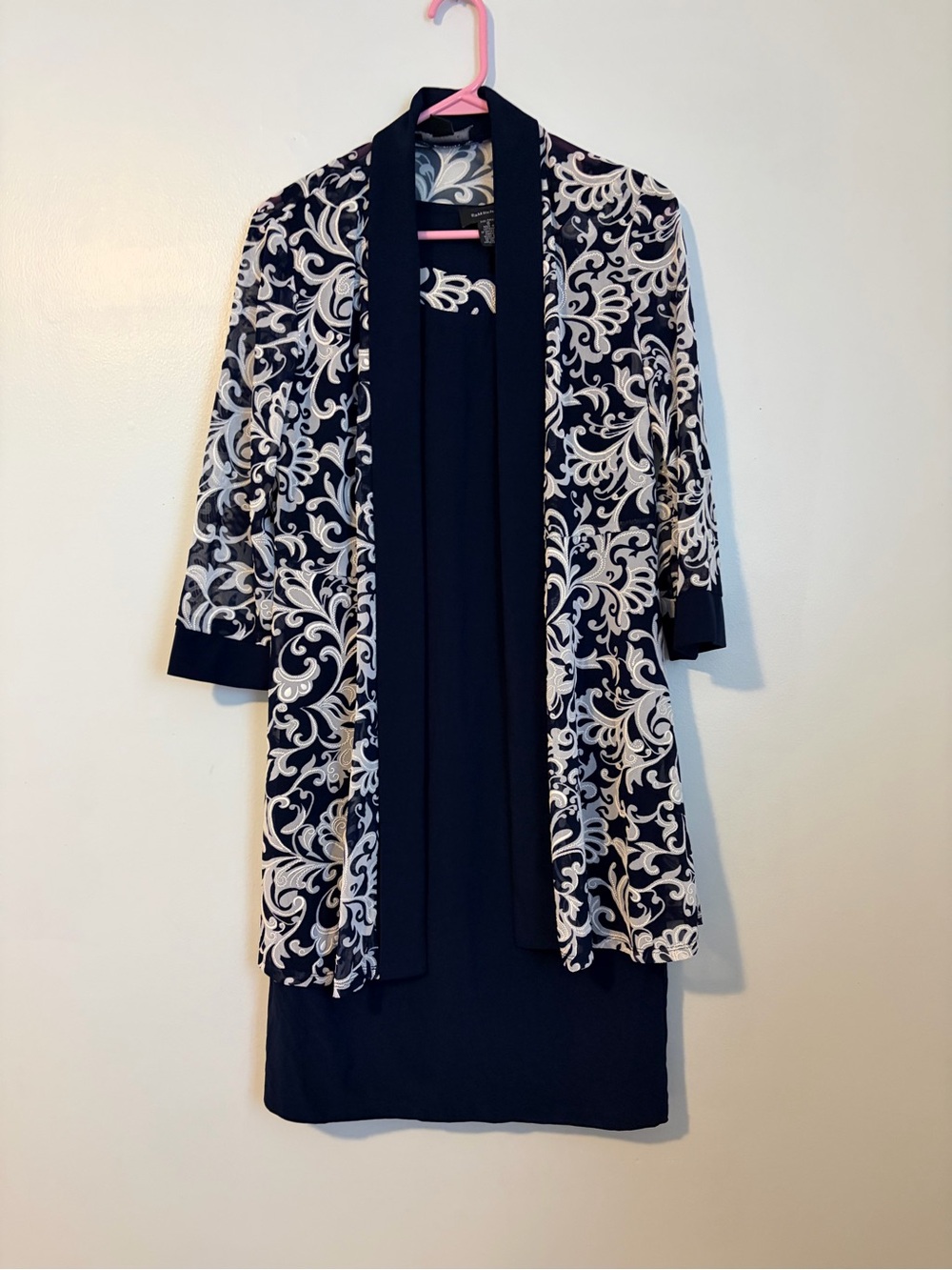 R&M Richards Navy and White Floral-Print Dress Set